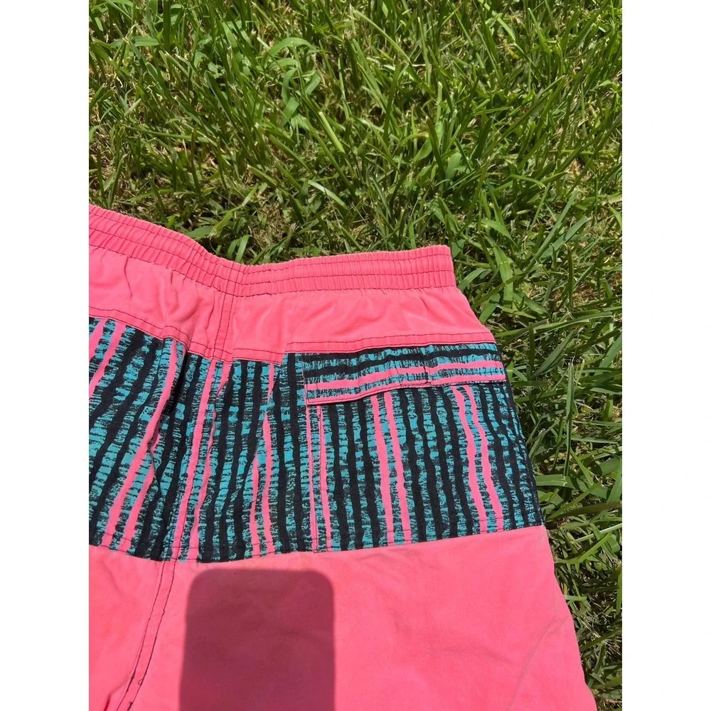 Vintage Epic Surf Style Skate Shorts Neon 90s Made USA Ocean Pacific Swim Trunks